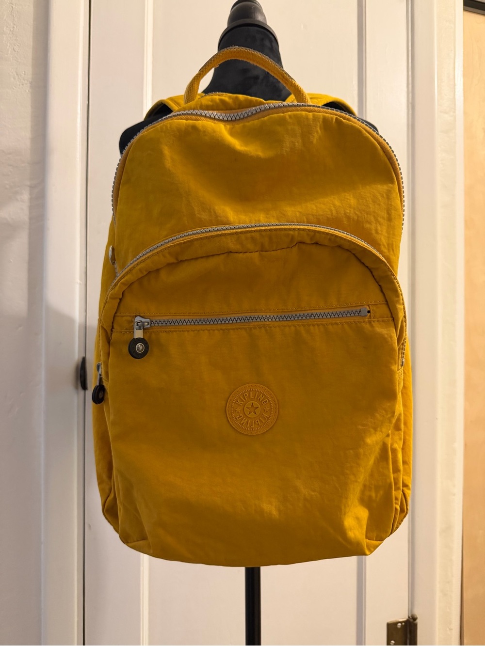Kipling Mustard Yellow Backpack with Front Zip Pocket
